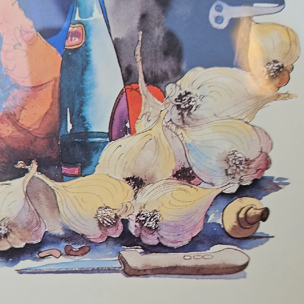 Vintage 1982 Leo Meiersdorff Jazz Brunch Framed Blue Gold Culinary Art Print - Picture 9 of 16